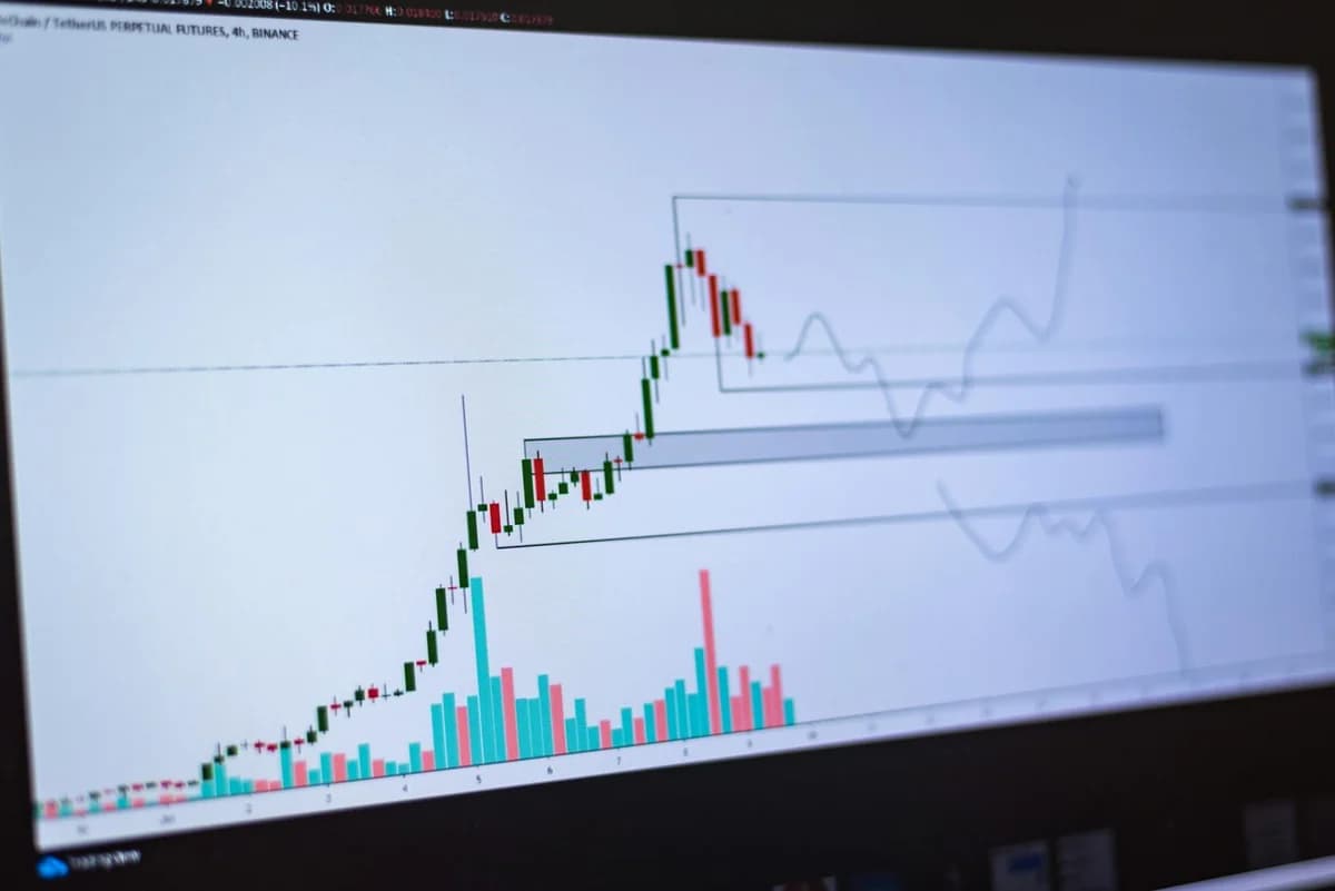 A modern workspace featuring financial charts and multiple clocks on a white table, ideal for trading.