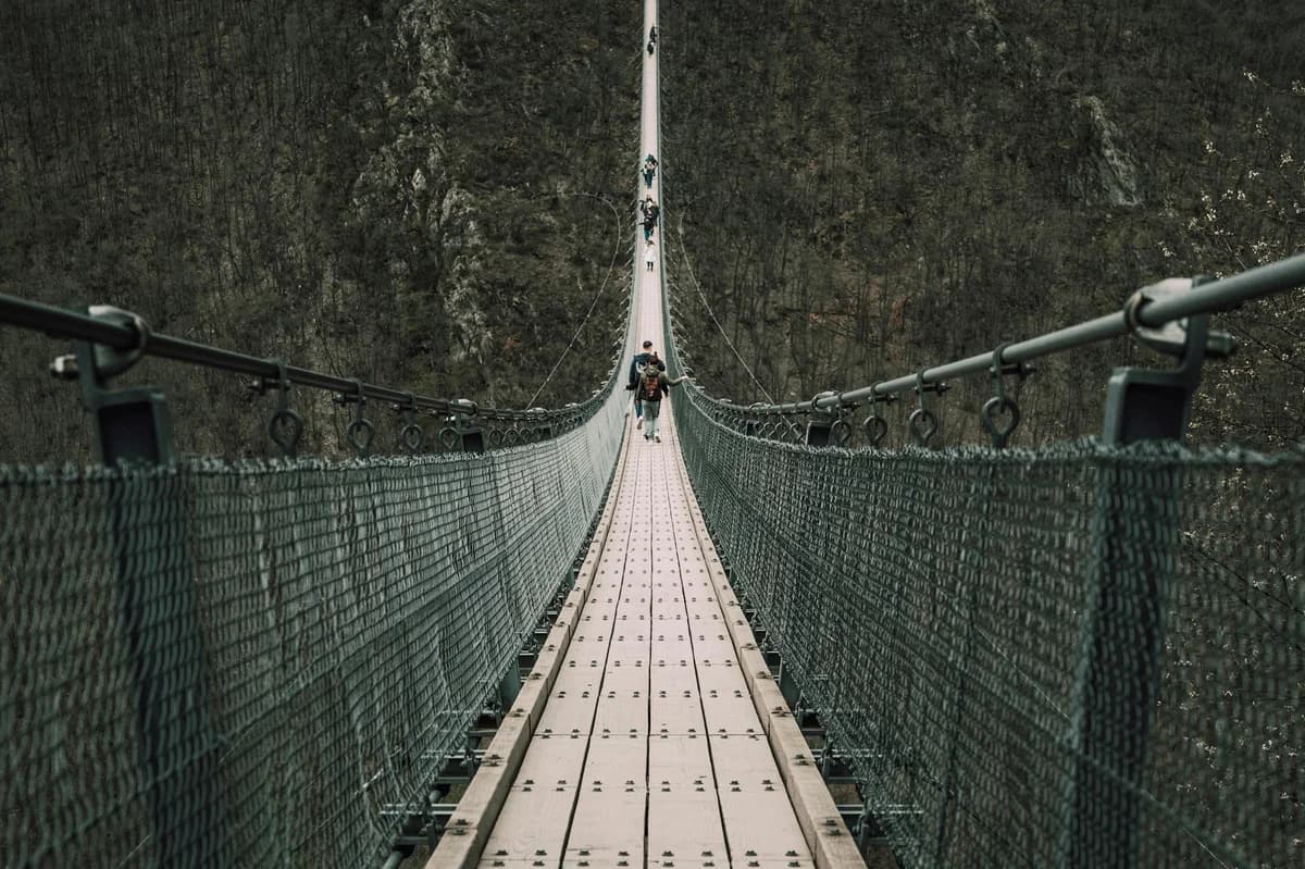 The Chain Bridge spans the Danube River in Budapest, Hungary, showcasing historic architecture.