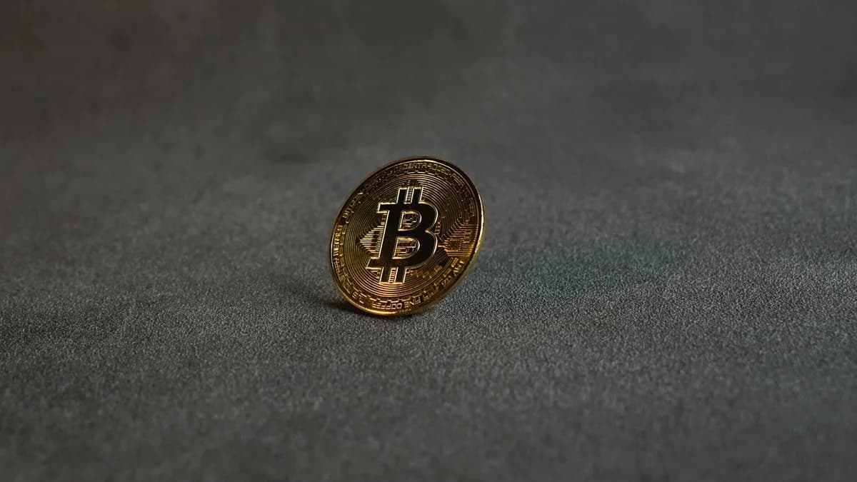 A collection of Bitcoin coins in a gold bowl with a textured brick background, signifying digital wealth.
