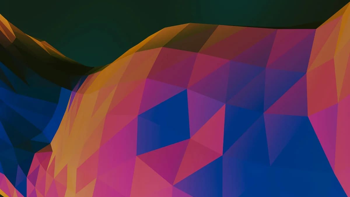 A vibrant abstract pattern of clustered purple geometric shapes forming a textured background.