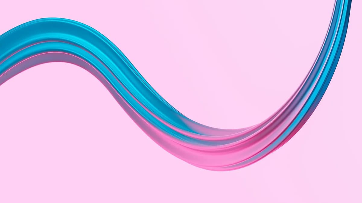 A dynamic abstract swirl design featuring blue and pink hues on a pastel background.